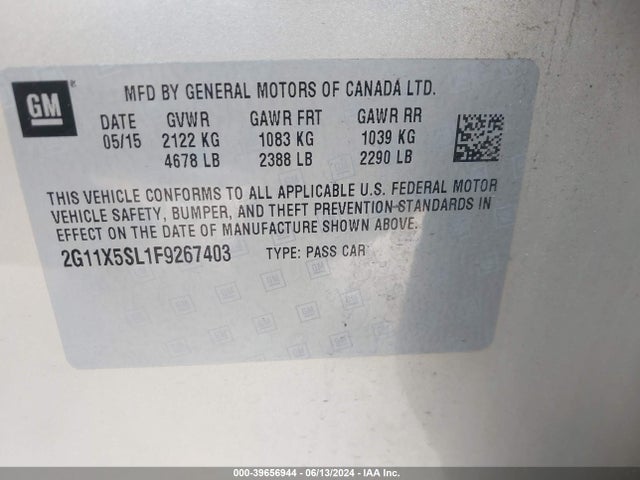 Chevrolet Impala 1fl 2015 2G11X5SL1F9267403 Image 9