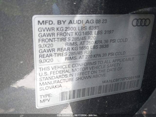 WA1LCBF78PD031109 Audi Q7 Premium Plus 45 Tfsi Quattro Tiptronic