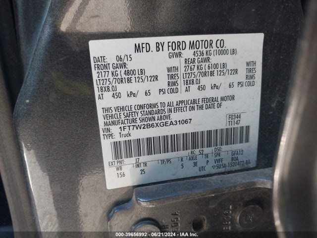 Ford F-250 Xlt 2016 1FT7W2B6XGEA31067 Image 9