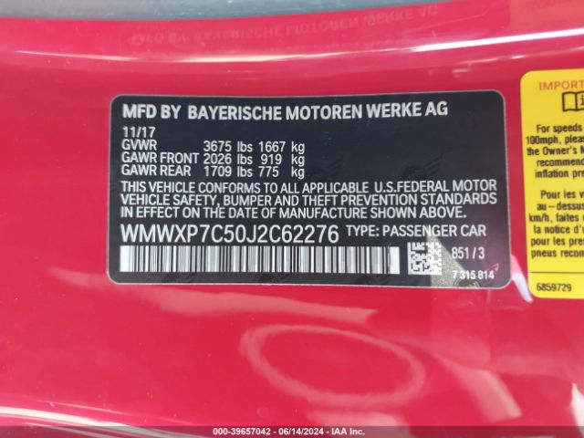 WMWXP7C50J2C62276 Mini Hardtop Cooper S