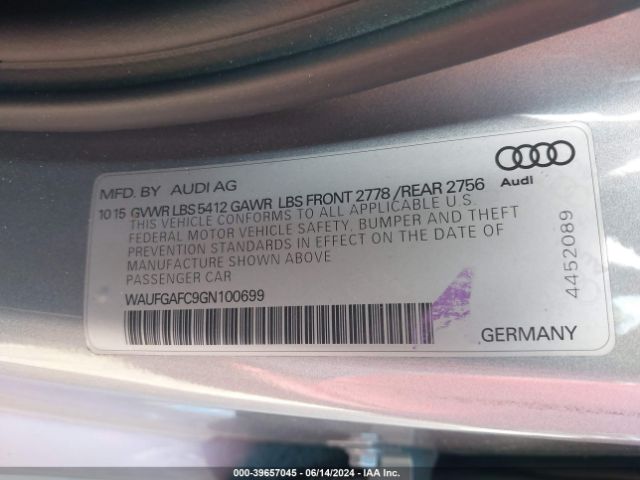 WAUFGAFC9GN100699 Audi A6 3.0t Premium Plus
