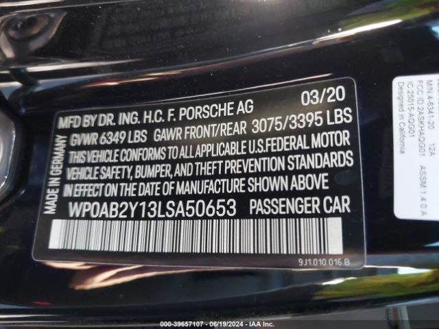 WP0AB2Y13LSA50653 Porsche TAYCAN 4S