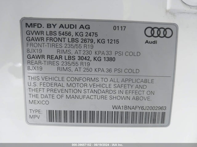 WA1BNAFY6J2002963 Audi Q5 2.0t Premium/2.0t Tech Premium