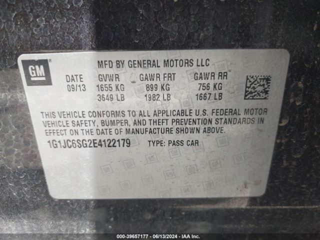 1G1JC6SG2E4122179 Chevrolet Sonic Lt Auto