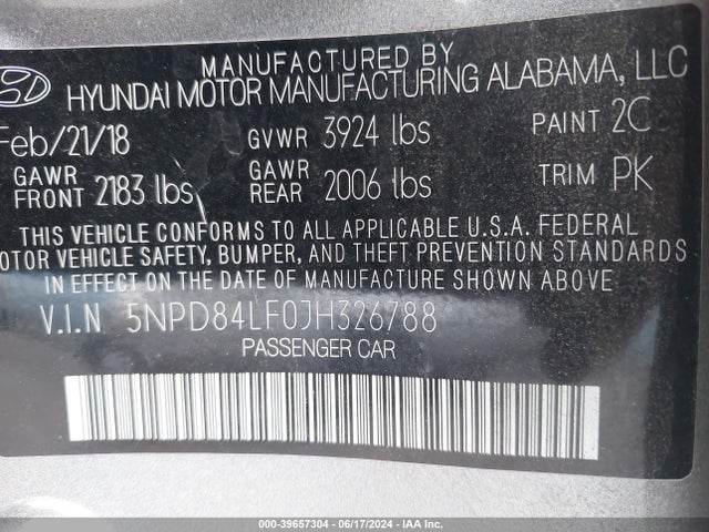Hyundai Elantra Value Edition 2018 5NPD84LF0JH326788 Image 9