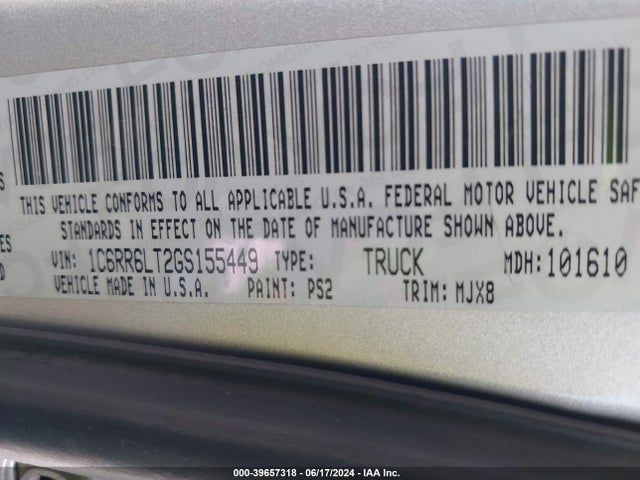 1C6RR6LT2GS155449 RAM 1500 Lone Star