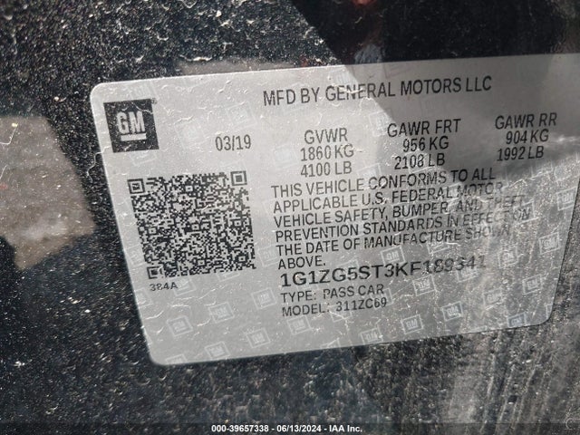 Chevrolet MALIBU RS 2019 1G1ZG5ST3KF189341 Image 9