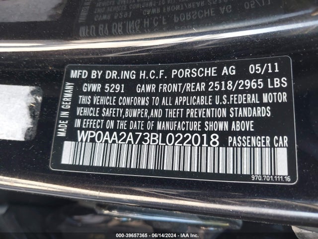 2011 PORSCHE PANAMERA WP0AA2A73BL022018 Photo 8