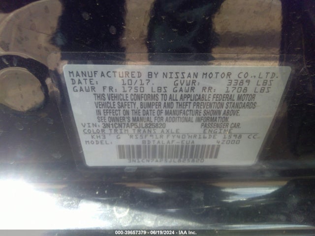 Nissan Versa 1.6 S 2018 3N1CN7AP5JL825820 Image 9