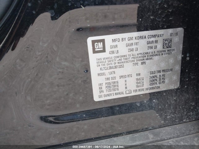 Chevrolet Trax Fwd Lt 2020 KL7CJLSB4LB013253 Image 9