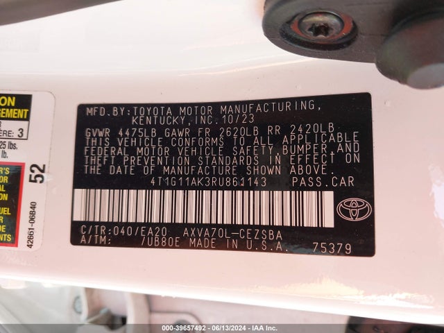 Toyota CAMRY SE 2024 4T1G11AK3RU861143 Image 9