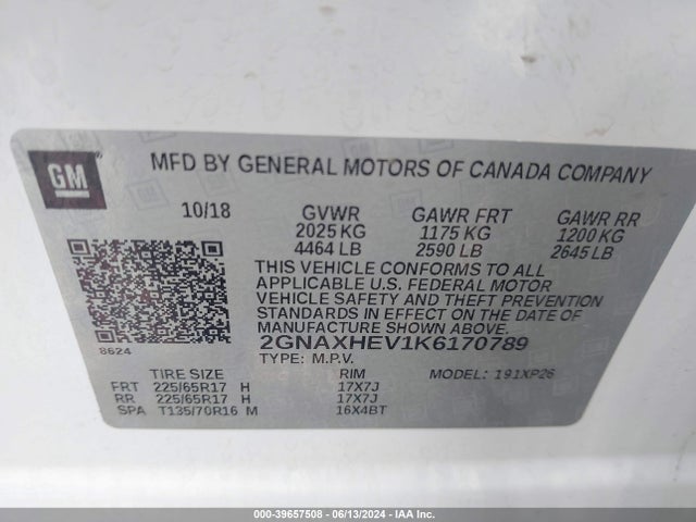 Chevrolet EQUINOX LS 2019 2GNAXHEV1K6170789 Image 9