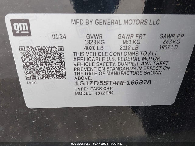 Chevrolet MALIBU LT 2024 1G1ZD5ST4RF166878 Image 9