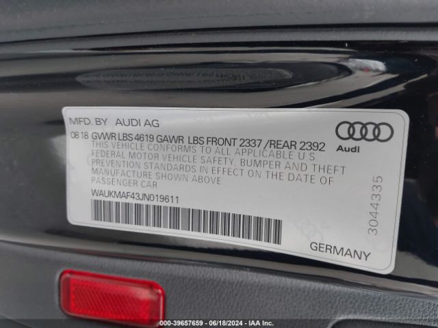 WAUKMAF43JN019611 Audi A4 2.0t Tech Ultra Premium/2.0t Ultra Premium