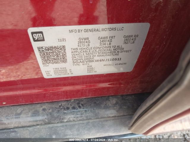 5GAEVBKW4NJ110511 Buick Enclave Awd Premium