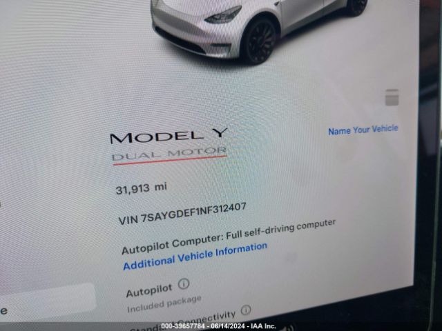 7SAYGDEF1NF312407 Tesla Model Y Performance Dual Motor All-wheel Drive