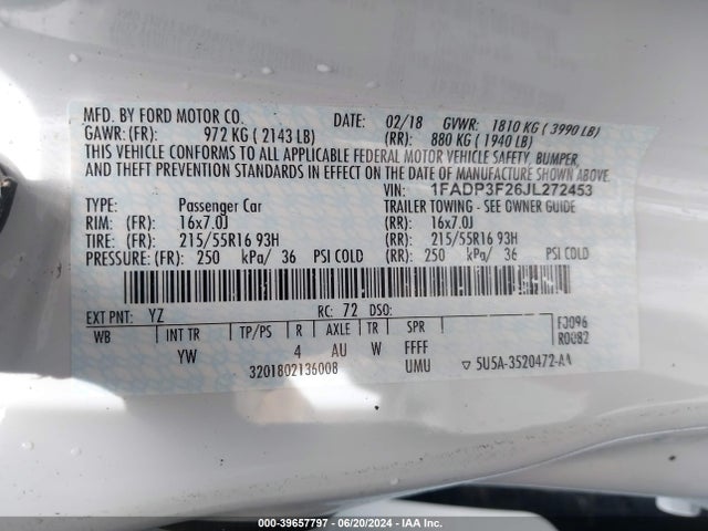 Ford FOCUS SE 2018 1FADP3F26JL272453 Image 9