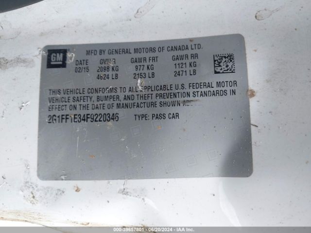 2G1FF1E34F9220346 Chevrolet Camaro 2lt