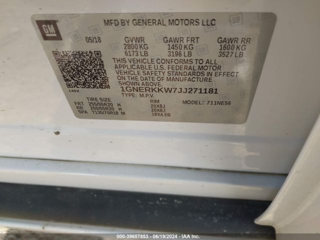 1GNERKKW7JJ271181 Chevrolet Traverse Premier