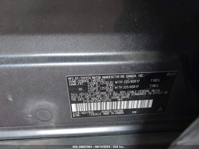 Toyota RAV4 LE 2021 2T3H1RFV5MC139776 Image 9