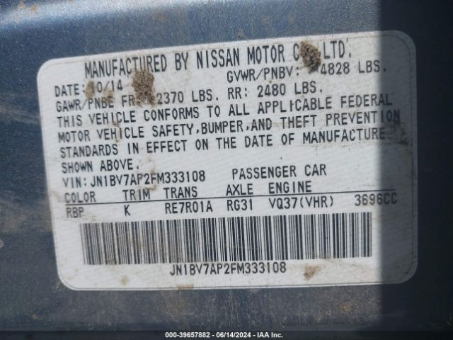 JN1BV7AP2FM333108 Infiniti Q50 Premium