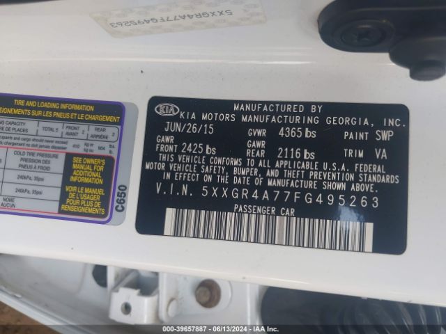 5XXGR4A77FG495263 KIA OPTIMA SX
