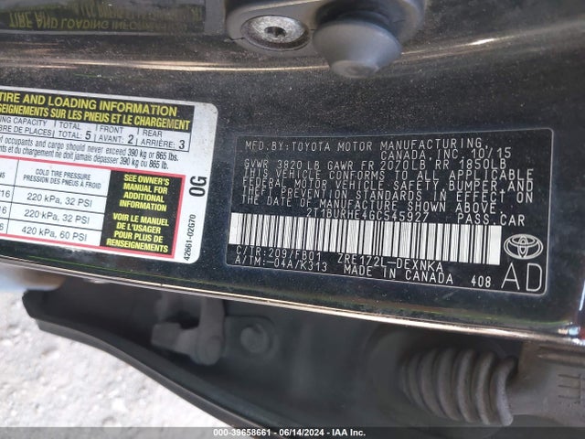 Toyota COROLLA LE 2016 2T1BURHE4GC545927 Image 9