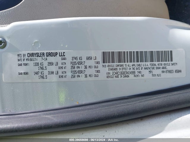 2C4RC1BG8ER434999 Chrysler Town & Country Touring