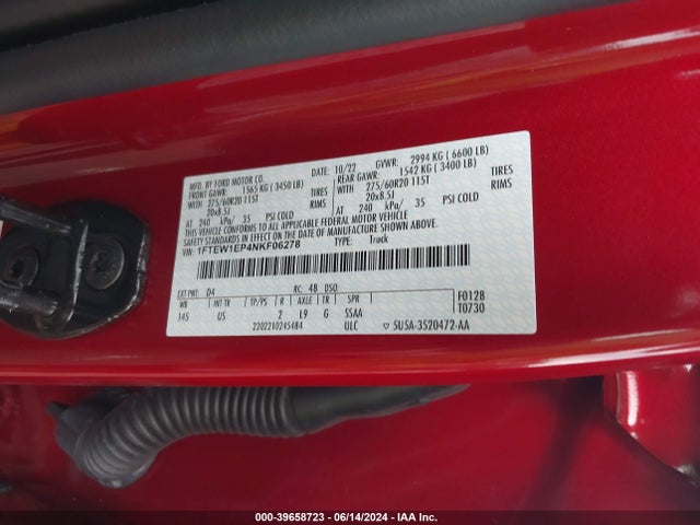 Ford F-150 Xlt 2022 1FTEW1EP4NKF06278 Image 9