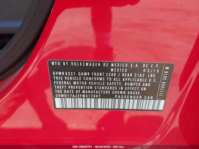 3VWD17AJ2FM317697 Volkswagen Jetta 1.8t Se