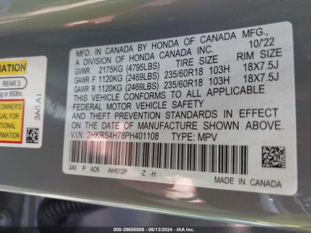 2023 HONDA CR-V 2HKRS4H78PH401108 Photo 8