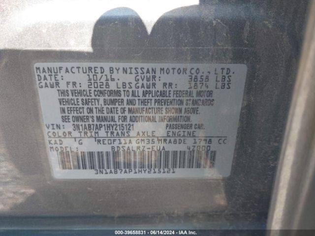 3N1AB7AP1HY215121 Nissan SENTRA SR