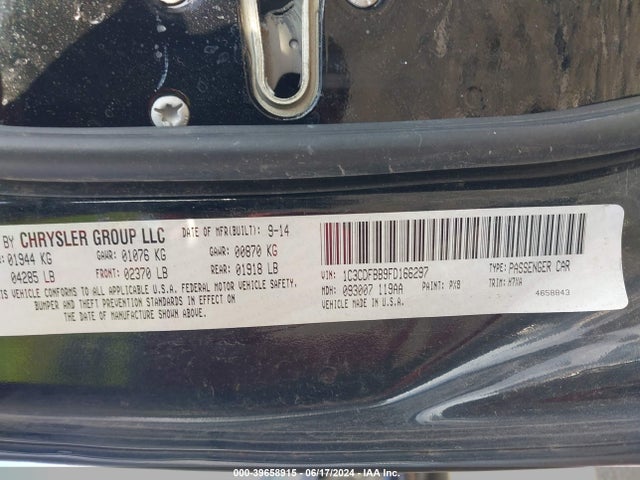 Dodge DART SXT 2015 1C3CDFBB9FD166297 Image 9