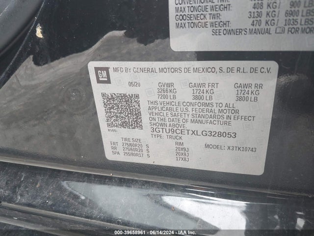 GMC Sierra 1500 4wd  Standard Box Elevation 2020 3GTU9CETXLG328053 Image 9