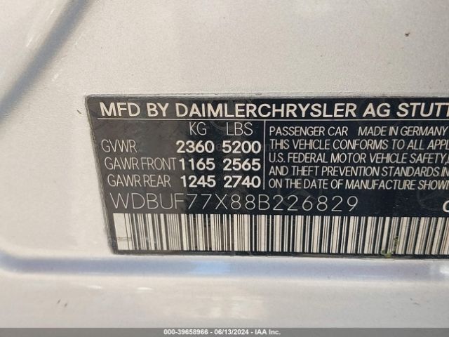 2008 MERCEDES-BENZ E 63 AMG WDBUF77X88B226829 Photo 8