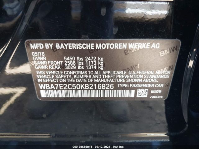 WBA7E2C50KB216826 BMW 740I