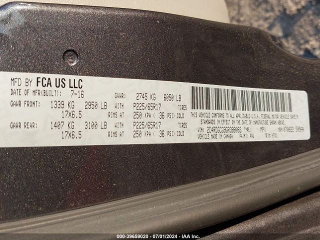 2C4RDGCG9GR388083 Dodge Grand Caravan Sxt