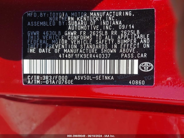 Toyota CAMRY LE 2014 4T4BF1FK9ER440337 Image 9