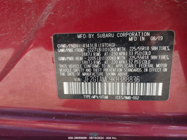 JF2GTAMC9KH388836 Subaru Crosstrek 2.0i Limited