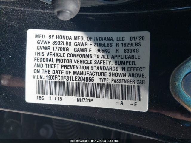 19XFC1F31LE204066 Honda CIVIC EX