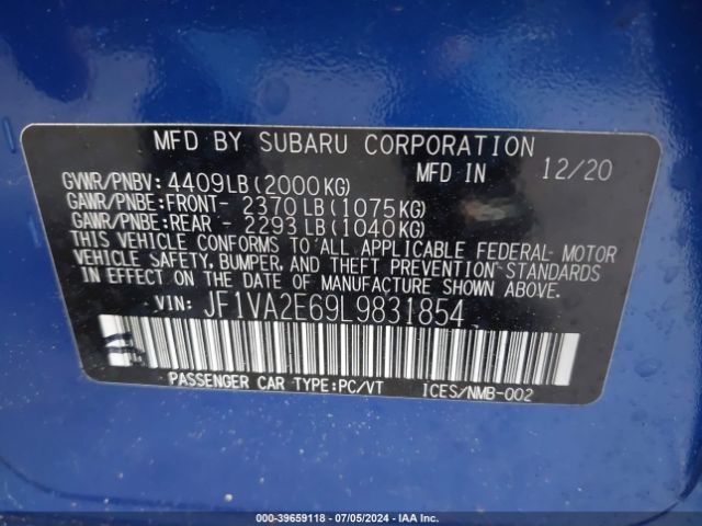 JF1VA2E69L9831854 Subaru Wrx Sti
