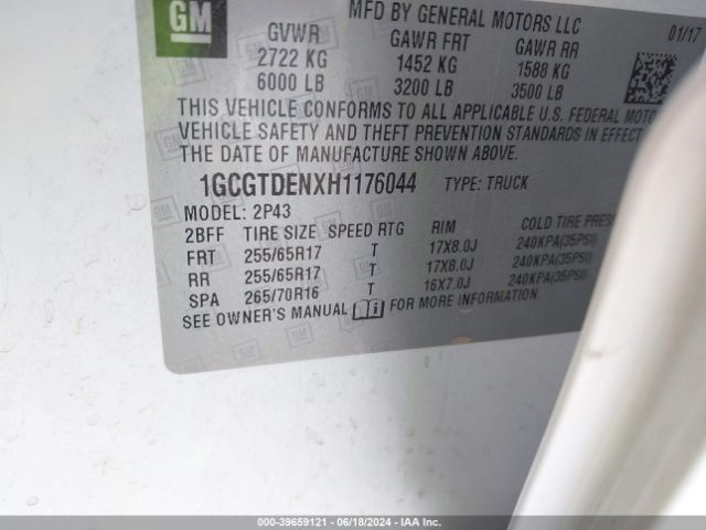 1GCGTDENXH1176044 Chevrolet Colorado Z71