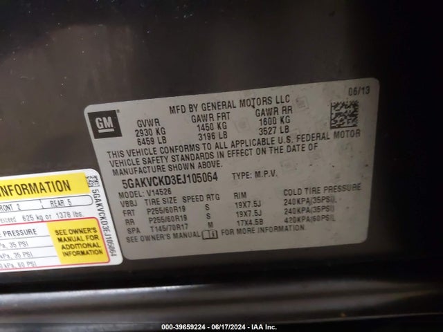 5GAKVCKD3EJ105064 Buick Enclave Premium