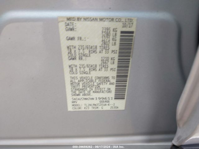 5N1AZ2MH2HN199651 Nissan MURANO S