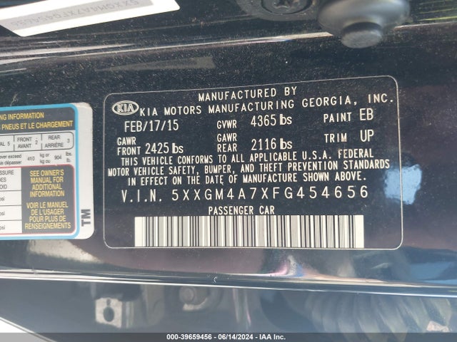 KIA Optima Lx 2015 5XXGM4A7XFG454656 Image 9