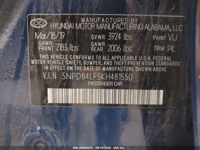 Hyundai Elantra Value Edition 2019 5NPD84LF5KH481550 Image 9
