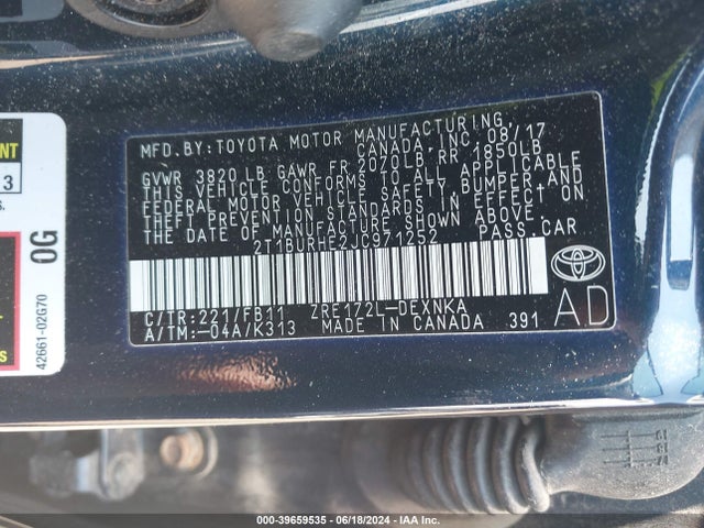 Toyota COROLLA LE 2018 2T1BURHE2JC971252 Image 9