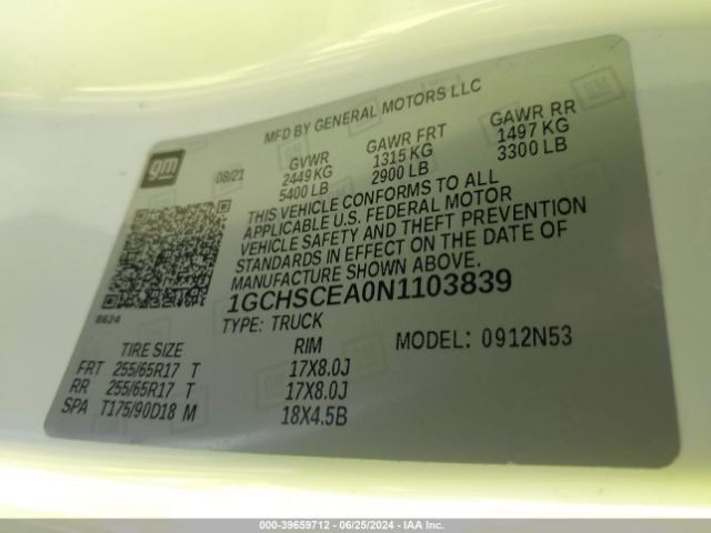 1GCHSCEA0N1103839 Chevrolet Colorado 2wd  Long Box Lt