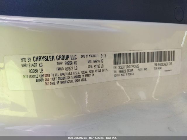 2013 FIAT 500C 3C3CFFDRXDT743608 Photo 8