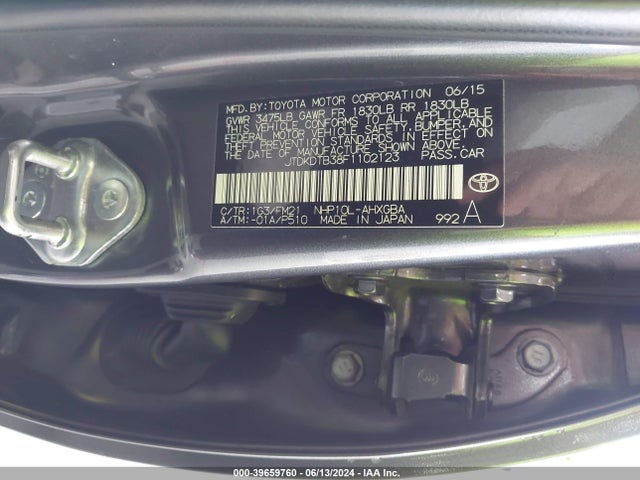 Toyota Prius C Three 2015 JTDKDTB38F1102123 Image 9